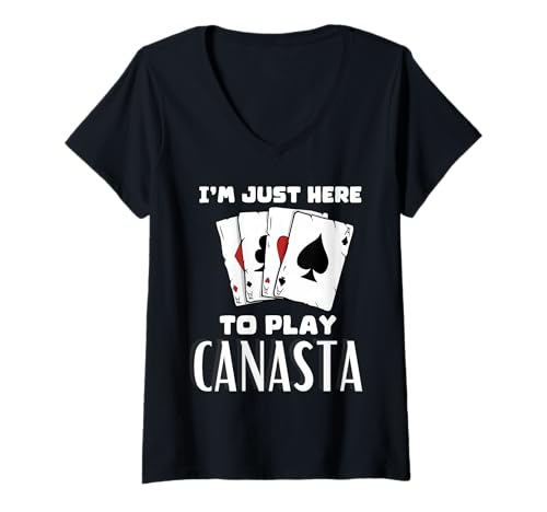 Damen Ich Bin Hier, um Canasta zu Spielen T-Shirt mit V-Ausschnitt Damen Ich Bin Hier, um Canasta zu Spielen T-Shirt mit V-Ausschnitt von Card Game Tees