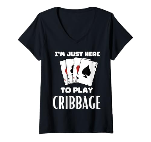 Damen Ich Bin Hier, um Cribbage zu Spielen T-Shirt mit V-Ausschnitt Damen Ich Bin Hier, um Cribbage zu Spielen T-Shirt mit V-Ausschnitt von Card Game Tees