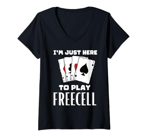 Damen Ich Bin Hier, um FreeCell zu Spielen T-Shirt mit V-Ausschnitt Damen Ich Bin Hier, um FreeCell zu Spielen T-Shirt mit V-Ausschnitt von Card Game Tees