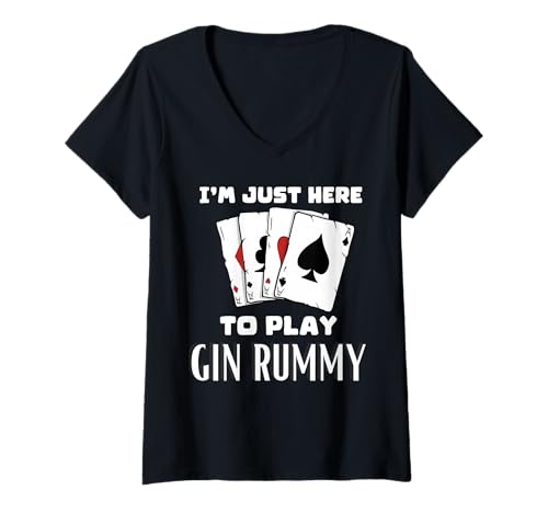 Damen Ich Bin Hier, um Gin Rummy zu Spielen T-Shirt mit V-Ausschnitt Damen Ich Bin Hier, um Gin Rummy zu Spielen T-Shirt mit V-Ausschnitt von Card Game Tees