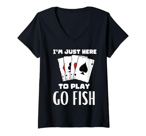 Damen Ich Bin Hier, um Go Fish zu Spielen T-Shirt mit V-Ausschnitt Damen Ich Bin Hier, um Go Fish zu Spielen T-Shirt mit V-Ausschnitt von Card Game Tees