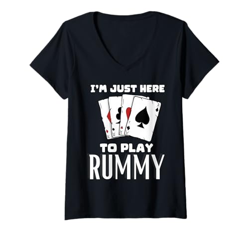 Damen Ich Bin Hier, um Rummy zu Spielen T-Shirt mit V-Ausschnitt Damen Ich Bin Hier, um Rummy zu Spielen T-Shirt mit V-Ausschnitt von Card Game Tees