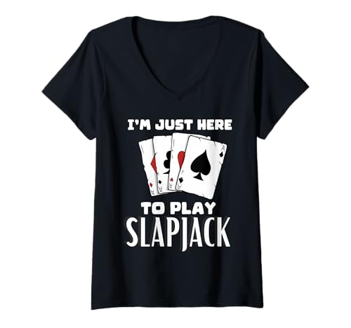 Damen Ich Bin Hier, um Slapjack zu Spielen T-Shirt mit V-Ausschnitt Damen Ich Bin Hier, um Slapjack zu Spielen T-Shirt mit V-Ausschnitt von Card Game Tees
