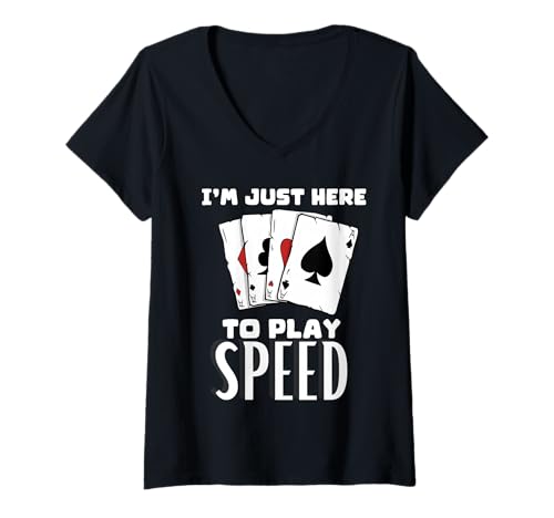 Damen Ich Bin Hier, um Speed zu Spielen T-Shirt mit V-Ausschnitt Damen Ich Bin Hier, um Speed zu Spielen T-Shirt mit V-Ausschnitt von Card Game Tees