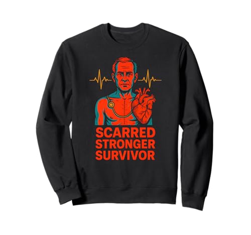 Heart Attack Herren Scarred Stronger Survivor Chirurgie Recovery Sweatshirt von Cardiac Crew Hospital Patient Surgery Recovery