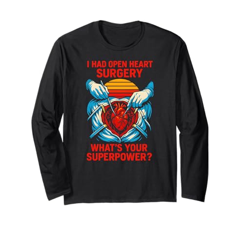 Heart Surgery Whats Superpower Cool Herren Chirurgie Recover Langarmshirt von Cardiac Crew Hospital Patient Surgery Recovery