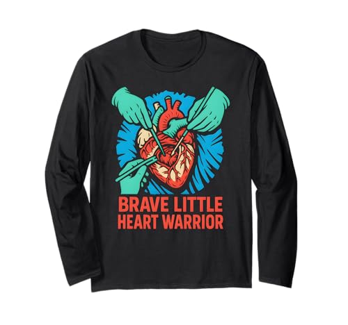 Open Heart Chirurgie Brave Little Heart Warrior Fun Kids Langarmshirt von Cardiac Crew Hospital Patient Surgery Recovery