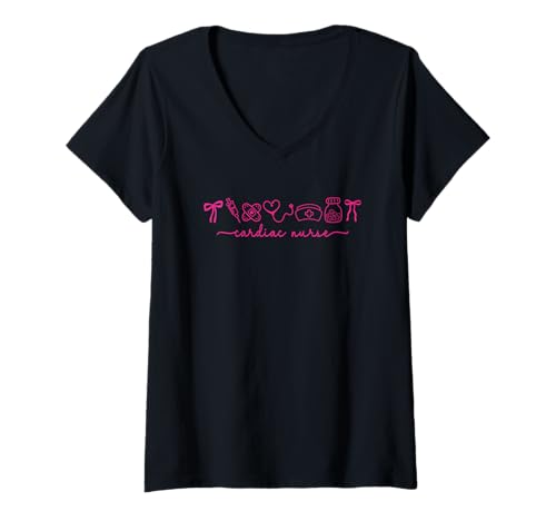 Damen Herzkrankenschwester Herzschlag Pflegekraft Symbole leidenschaftlich T-Shirt mit V-Ausschnitt Damen Herzkrankenschwester Herzschlag Pflegekraft Symbole leidenschaftlich T-Shirt mit V-Ausschnitt von Cardiac Nurse Appreciation Heartbeat Caregiver