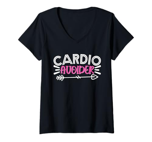 Damen Laufen Spät Cardio Lustige sarkastische Workouts Fitness T-Shirt mit V-Ausschnitt Damen Laufen Spät Cardio Lustige sarkastische Workouts Fitness T-Shirt mit V-Ausschnitt von Cardio Avoider