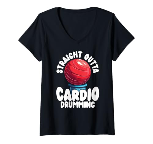 Damen Straight Outta Cardio-Trommeln T-Shirt mit V-Ausschnitt Damen Straight Outta Cardio-Trommeln T-Shirt mit V-Ausschnitt von Cardio Drumming Group Fitness Class Drumming