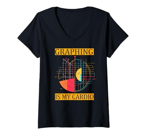 Damen GRAPHING IS MY CARDIO T-Shirt mit V-Ausschnitt Damen GRAPHING IS MY CARDIO T-Shirt mit V-Ausschnitt von Cardio Graphing Math Phrase Physical Heart Workout