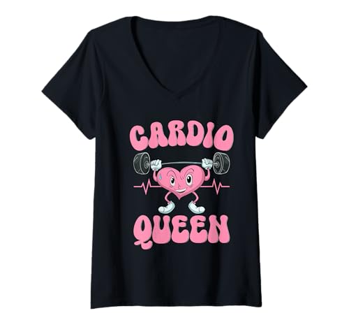 Damen Laufen Spät Cardio Lustige sarkastische Workouts Fitness T-Shirt mit V-Ausschnitt Damen Laufen Spät Cardio Lustige sarkastische Workouts Fitness T-Shirt mit V-Ausschnitt von Cardio Queen Women Girls Cute Workout