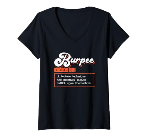 Damen Lustiges Burpee Definition Fitness Gym Workout Cardio Training T-Shirt mit V-Ausschnitt von Cardio Sports Lovers Funny Gym Sarcasm Designs