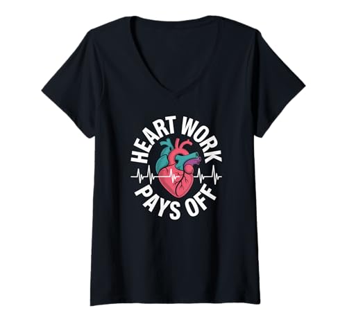 Damen Herzarbeit zahlt Sich aus Kardiologen Enthusiasten T-Shirt mit V-Ausschnitt Damen Herzarbeit zahlt Sich aus Kardiologen Enthusiasten T-Shirt mit V-Ausschnitt von Cardiologist Heart Science Humor Work
