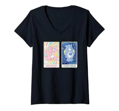 Damen Care Bears Cheer Bear & Grumpy Bear Vintage Tarot Cards T-Shirt mit V-Ausschnitt Damen Care Bears Cheer Bear & Grumpy Bear Vintage Tarot Cards T-Shirt mit V-Ausschnitt von Care Bears