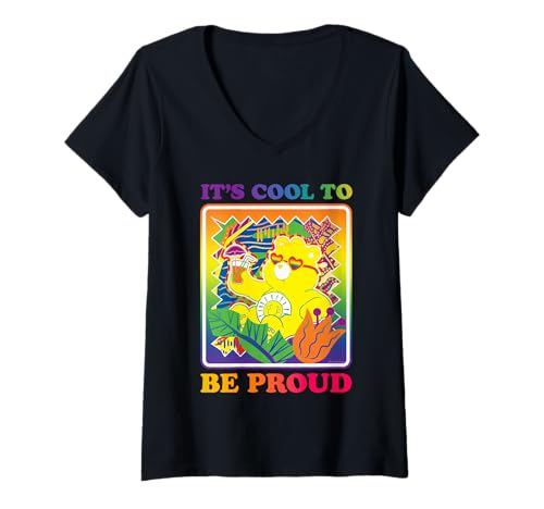 Damen Care Bears Pride It's Cool To Be Proud Enjoying Summer T-Shirt mit V-Ausschnitt von Care Bears