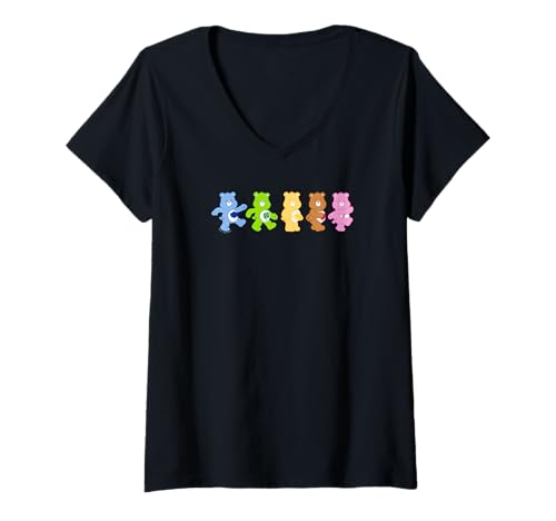 Damen Care Bears Vintage Rainbow Bears Grateful Line Up T-Shirt mit V-Ausschnitt Damen Care Bears Vintage Rainbow Bears Grateful Line Up T-Shirt mit V-Ausschnitt von Care Bears