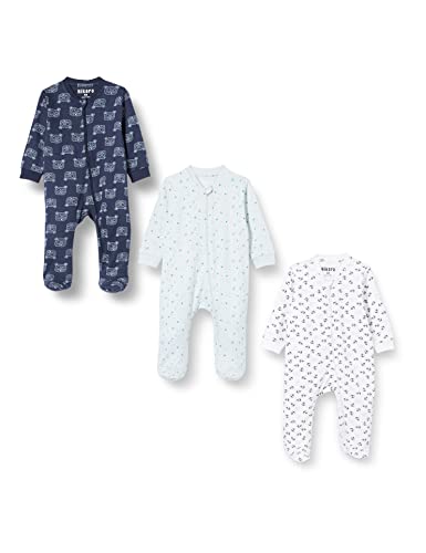 Hikaro Baby Boys and Girls Footed Cotton Long Sleeve Zipped Sleepsuit, Pack of 3 von HIKARO