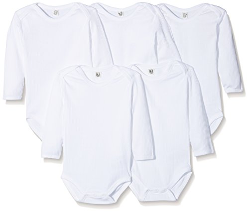 Care Baby Langarmbody aus gerippter Baumwolle, 5er Pack White (100), 56 von Care