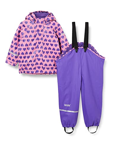 CareTec Baby und Kinder Regenjacke und Regenhose mit Fleece Futter im Set, Chateau Rose (570), 98 von CareTec