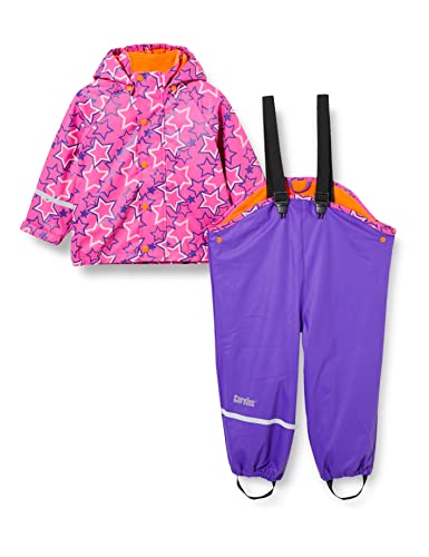 CareTec Baby und Kinder Regenjacke und Regenhose mit Fleece Futter im Set, Purple (633), 128 von CareTec