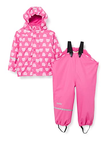 CareTec Unisex Kinder Rain Suit - Pu W. Fleece Regenmantel, Pink (546), 104 EU von CareTec