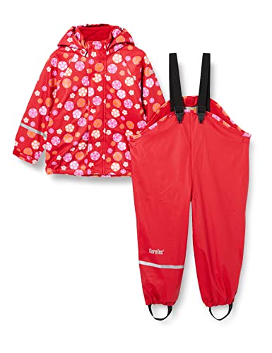 CareTec Baby und Kinder Regenjacke und Regenhose mit Fleece Futter im Set, Red (402), 104 von CareTec