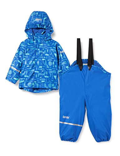 CareTec Baby und Kinder Regenjacke und Regenhose mit Fleece Futter im Set, Dark Blue (773), 104 von CareTec