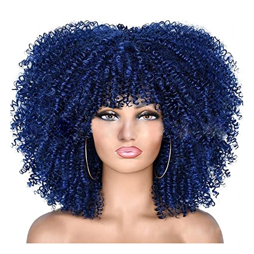 Kurzer Afro Curly Perücken für Schwarze Frauen Bouncy Synthetic Courly Afro Perücke Hitzebeständige Volle Haarperücke Twisted Perücken von CareUrButi