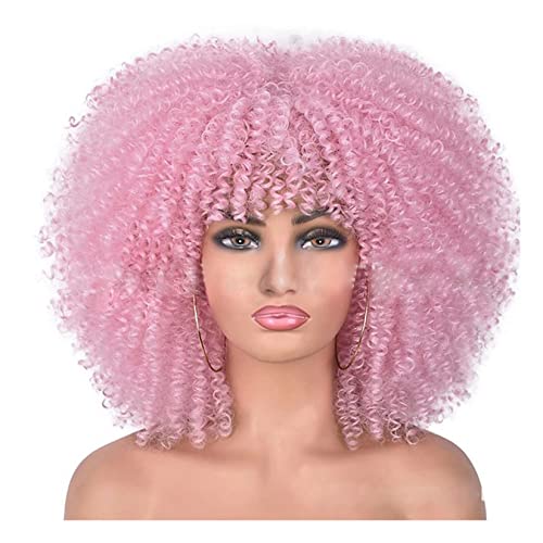 Kurzer Afro Curly Perücken für Schwarze Frauen Bouncy Synthetic Courly Afro Perücke Hitzebeständige Volle Haarperücke Twisted Perücken von CareUrButi