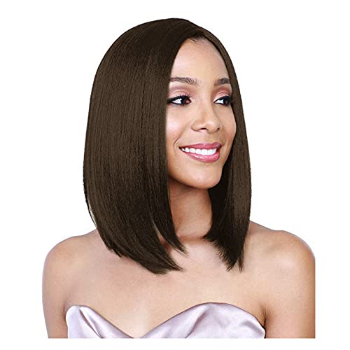 Natürliche Kurze Bob Braun Perücken Schwarz Perücken für Frauen Gerade Schulter-länge Perücken mit Pony Täglichen Gebrauch 18 Zoll/45 Cm von CareUrButi