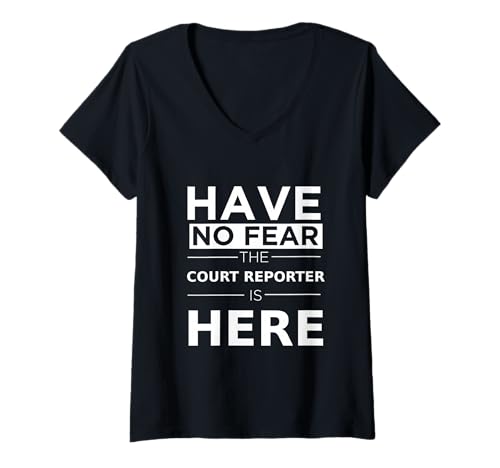 Damen Have No Fear Court Reporter is Here Lustiges Geschenk Arbeit Humor T-Shirt mit V-Ausschnitt Damen Have No Fear Court Reporter is Here Lustiges Geschenk Arbeit Humor T-Shirt mit V-Ausschnitt von Career Pride Designs