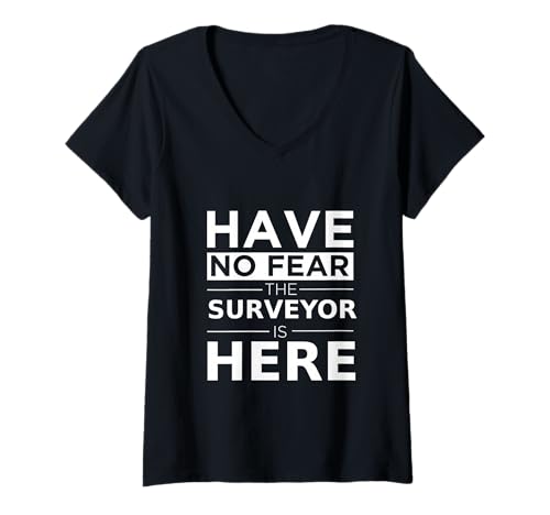 Damen Have No Fear Surveyor is Here Lustiges Geschenk Arbeit Humor Job T-Shirt mit V-Ausschnitt Damen Have No Fear Surveyor is Here Lustiges Geschenk Arbeit Humor Job T-Shirt mit V-Ausschnitt von Career Pride Designs