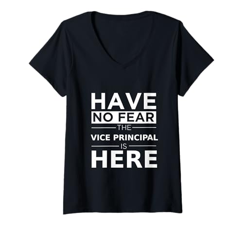 Damen Have No Fear Vice Principal is Here Lustiges Geschenk Arbeit Humor T-Shirt mit V-Ausschnitt Damen Have No Fear Vice Principal is Here Lustiges Geschenk Arbeit Humor T-Shirt mit V-Ausschnitt von Career Pride Designs
