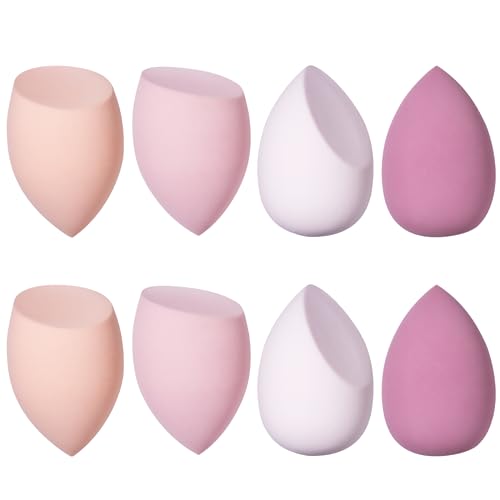 Makeup Schwamm, 8 Stück Beauty Blender Make Up Schwamm Schminkschwamm für Foundations, Puder Flüssigkeiten, Etc., Gesichtsschwamm Kommt In 3 Formen (Rosa) von Carehabi