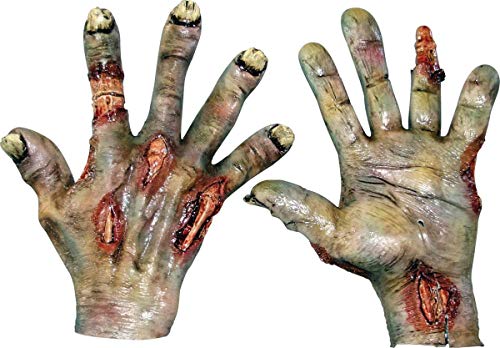 GHOULISH Halloween Handschuhe für Erwachsene Brandwunden grün-rot Einheitsgröße von Ghoulish Productions