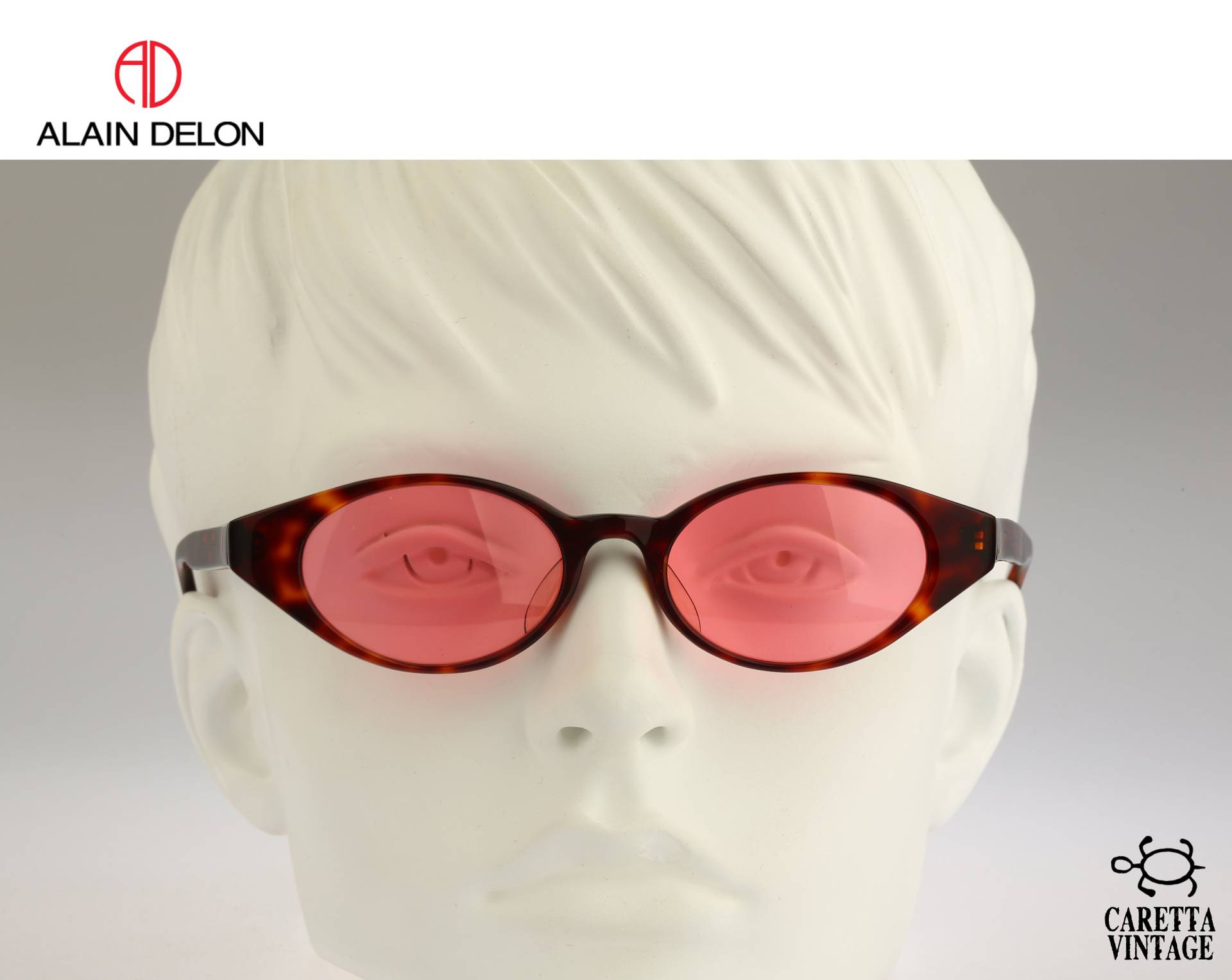 Alain Delon 3568A, Vintage 90Er Jahre Pink Gläser Schildkröte Slim Oval Sonnenbrille Damen, Nos von CarettaVintageCo