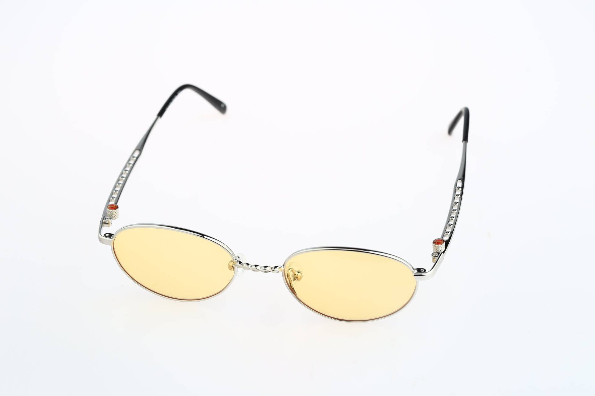 Alain Delon 3619, Vintage 90Er Jahre Getönte Gelbe Linsen Steampunk Silber Oval Sonnenbrille Herren & Frauen, Nos von CarettaVintageCo