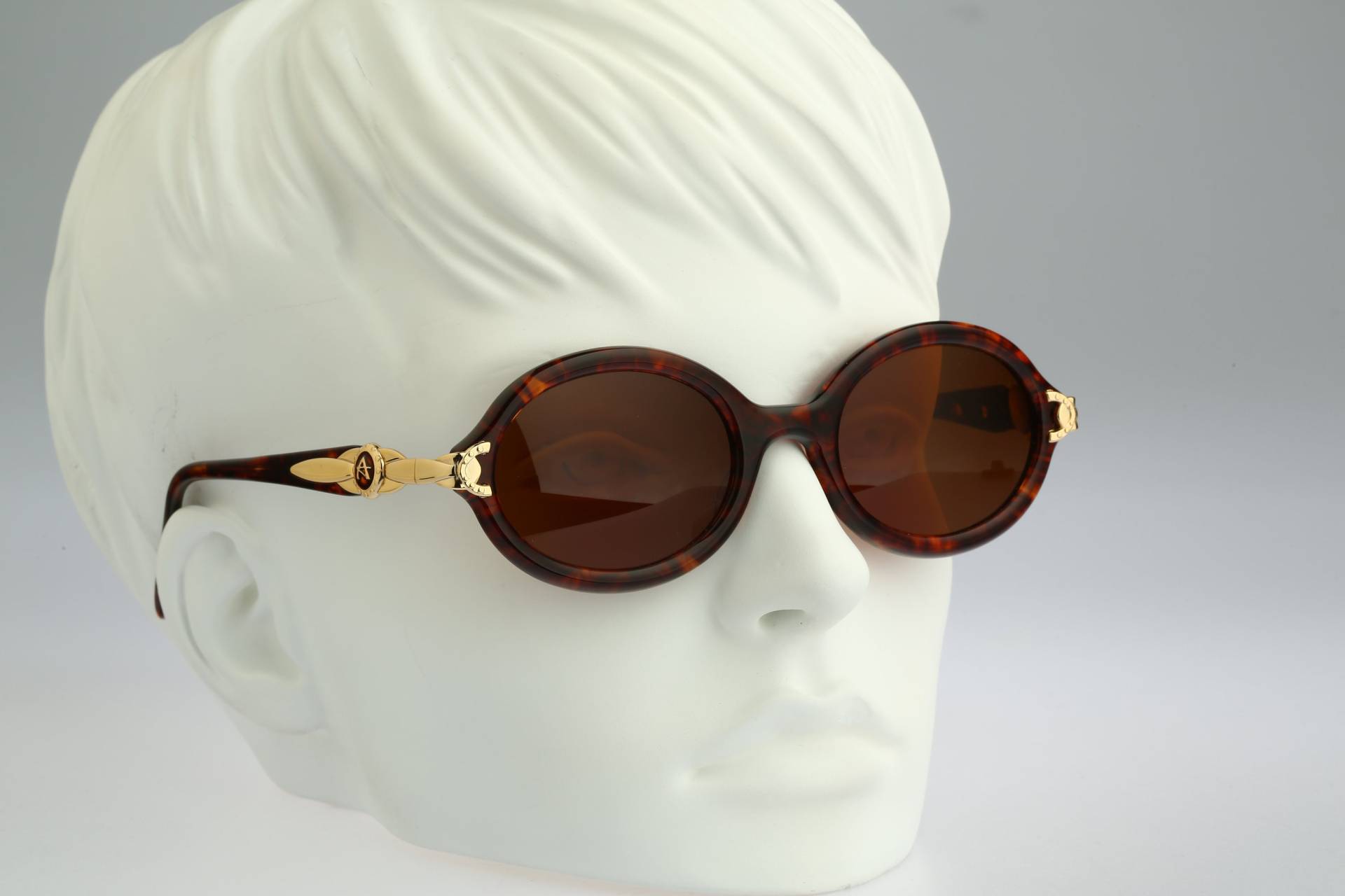 Anteprima Bea, Vintage 90Er Jahre Unikat Gold & Schildkröte Oval Sonnenbrille Damen, Nos von CarettaVintageCo