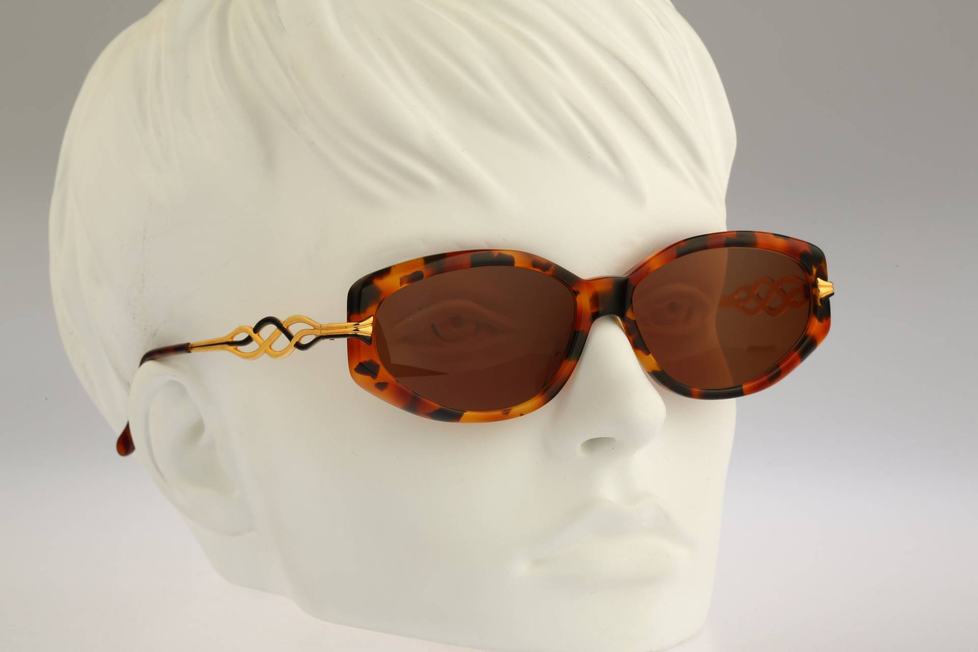 Anteprima Elena 2, Vintage 90Er Jahre Unikat Gold & Schildkröte Rechteck Sonnenbrille Damen, Nos von CarettaVintageCo