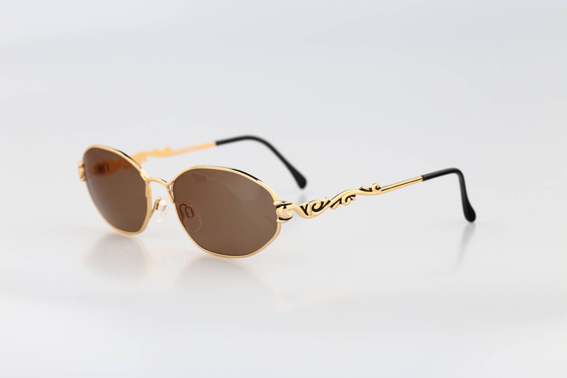 Anteprima Lola 1, Vintage 90Er Jahre Viktorianisch Groß Gold Hexagon Sonnenbrille Damen, Nos von CarettaVintageCo