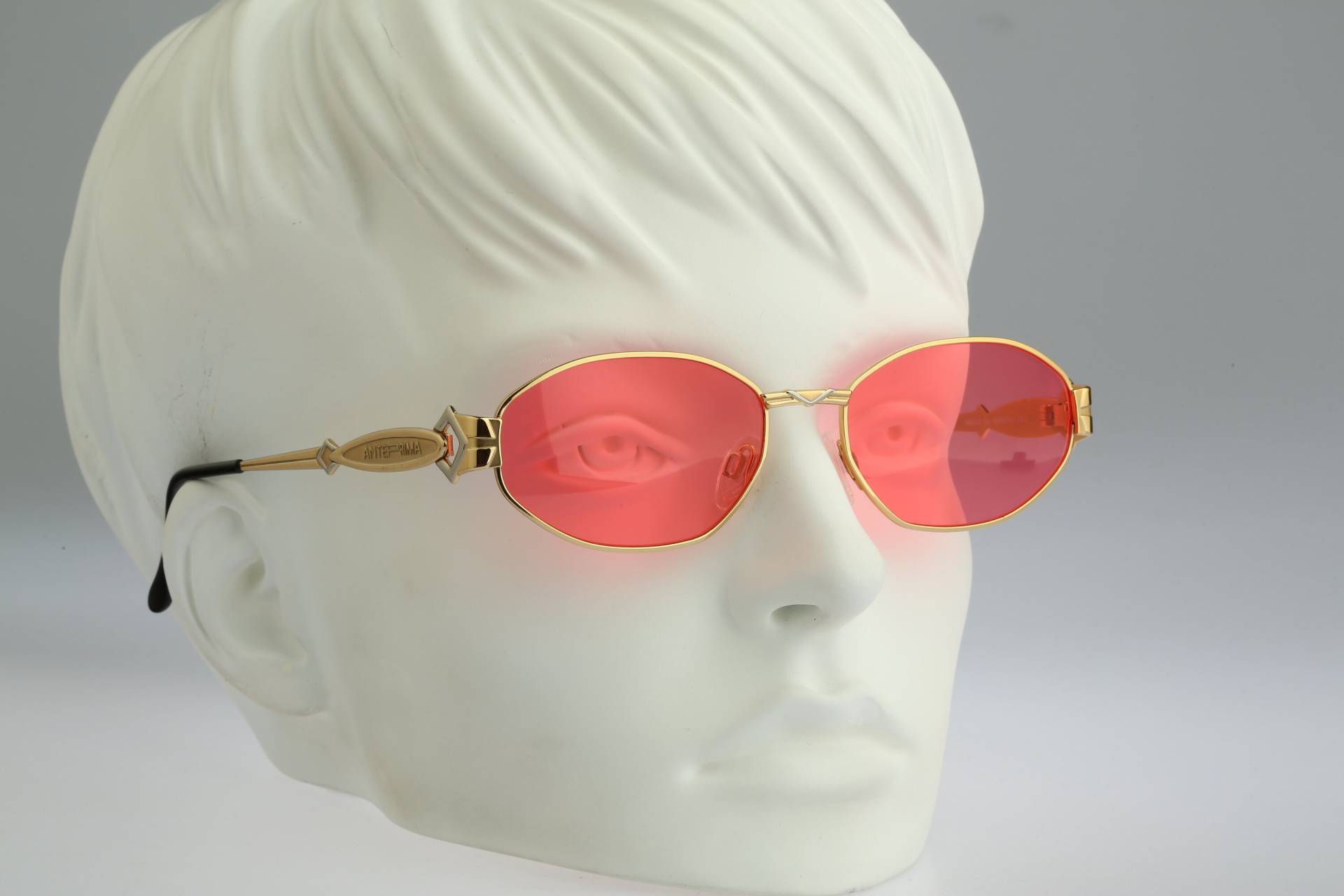 Anteprima Susy 2, Vintage 90Er Jahre Rosa Gläser Gold Hexagon Sonnenbrille Damen, Nos von CarettaVintageCo