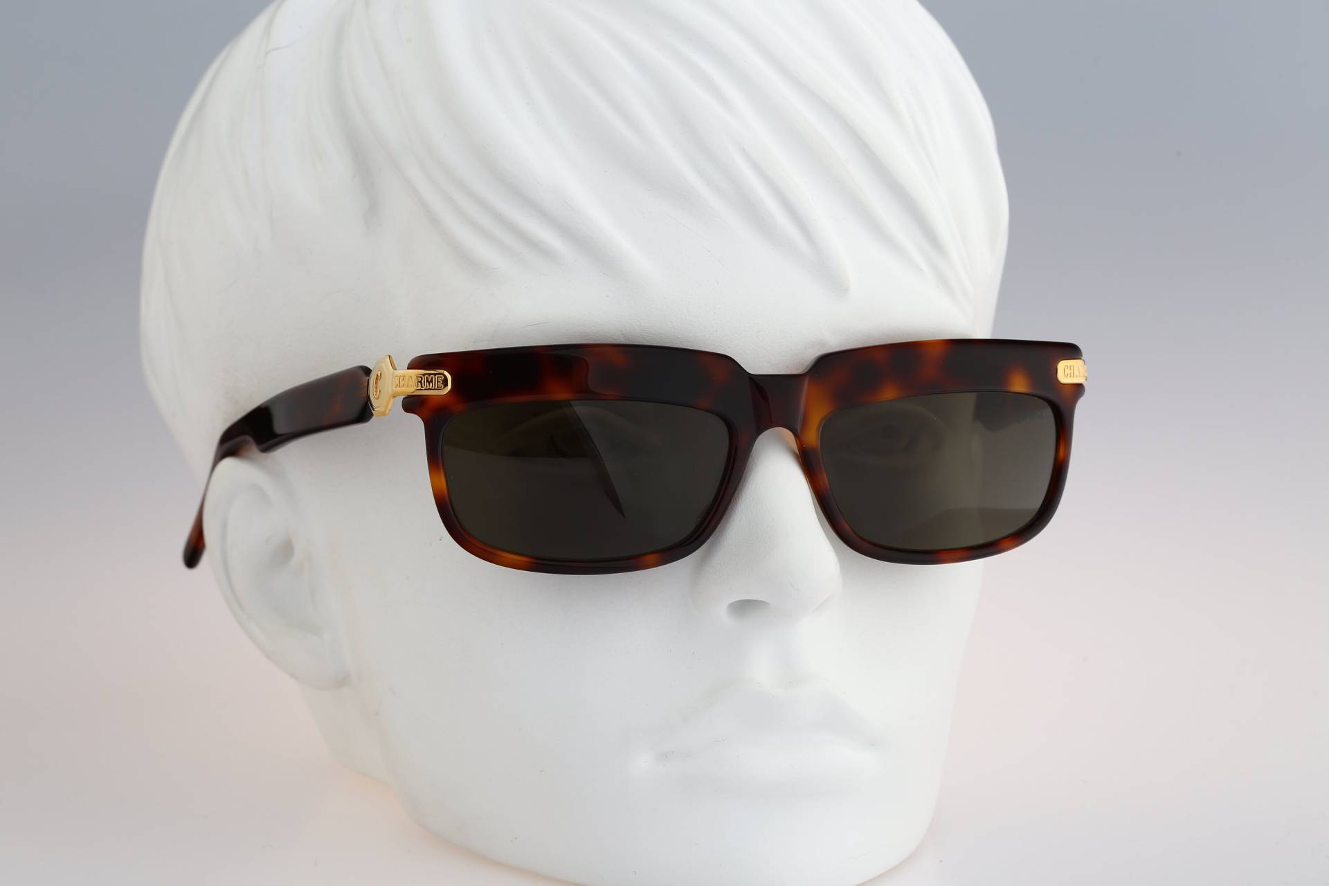 Charme 7204, Vintage 90Er Jahre Unikat Schildkröte Rechteck Sonnenbrille Damen Nos von CarettaVintageCo