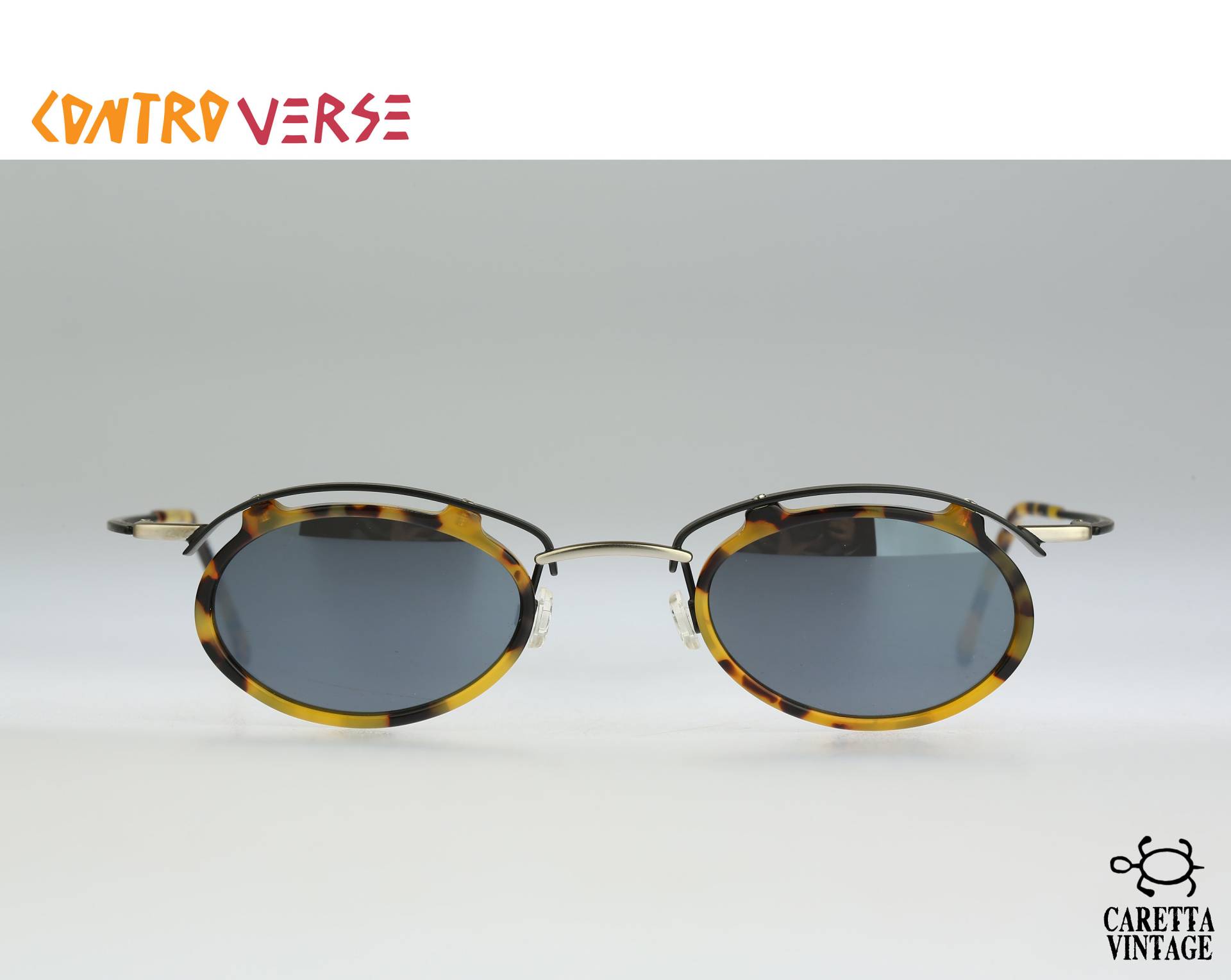 Crazy Steampunk Sonnenbrille Herren, Contro Vers 3960 148 22, Vintage 90Er Jahre Silber Spiegel Gläser Unikat Schildkröte Kleine Ovale Damen Nos von CarettaVintageCo