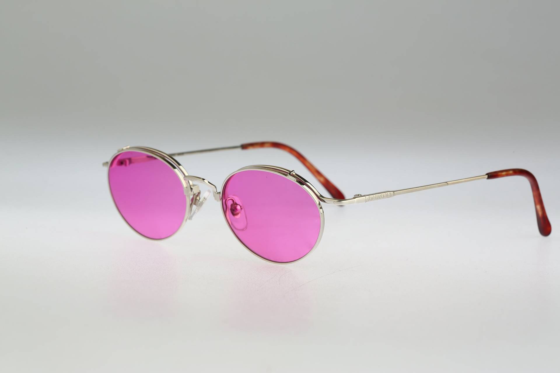 Faconnable If 707 746 Handgemacht, Vintage 90Er Jahre Einzigartig Getönte Rosa Linsen Doppelrand Silber Ovale Sonnenbrille Frauen, Nos von CarettaVintageCo