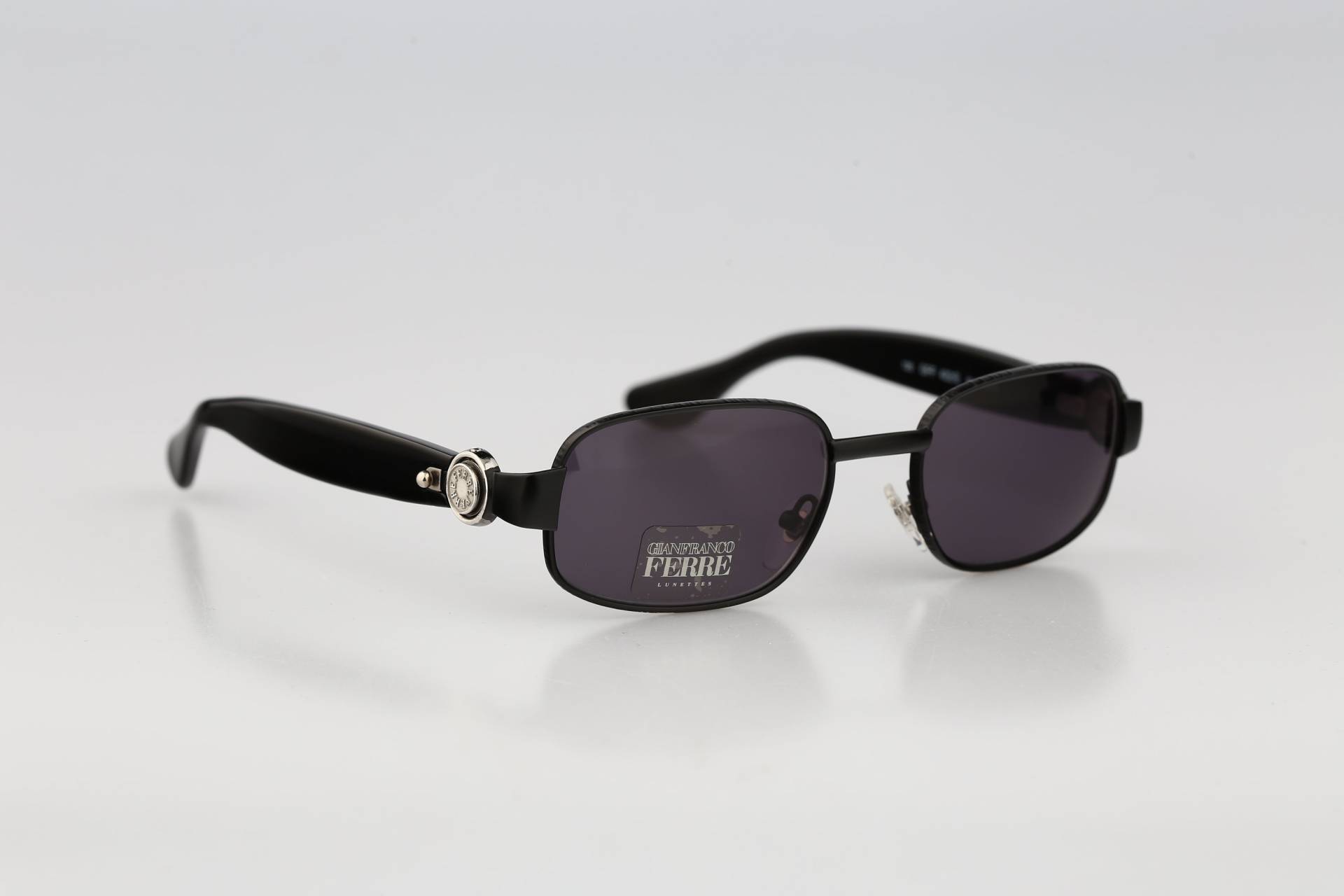 Gianfranco Ferre Gff 422 S, Vintage 90Er Jahre Kleine Schwarze Rechteck Sonnenbrille Herren & Frauen, Nos von CarettaVintageCo