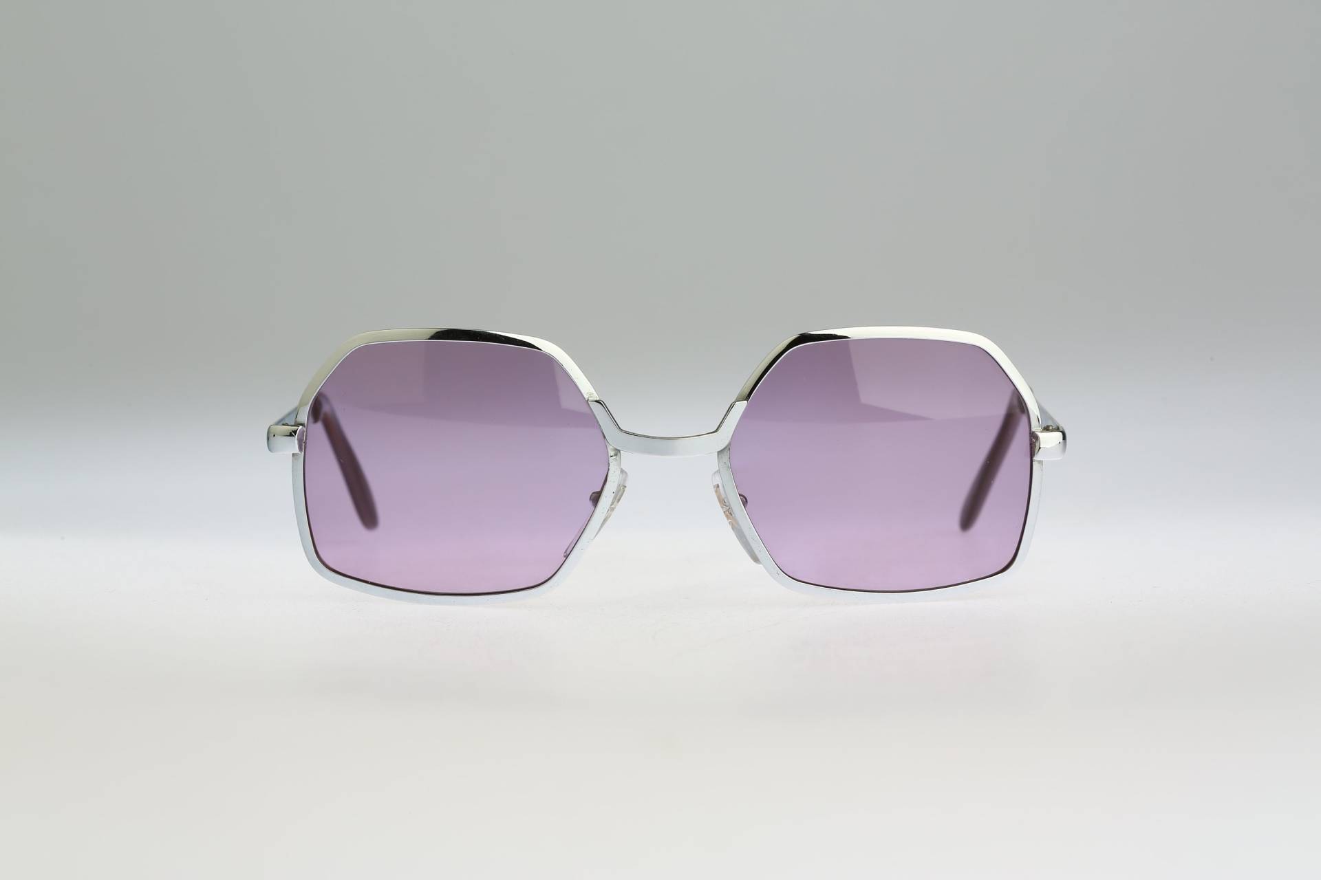 Glojus, Vintage 70Er Gläser Violett Getönt Unikat Silber Hexagon Sonnenbrille Damen, Nos von CarettaVintageCo