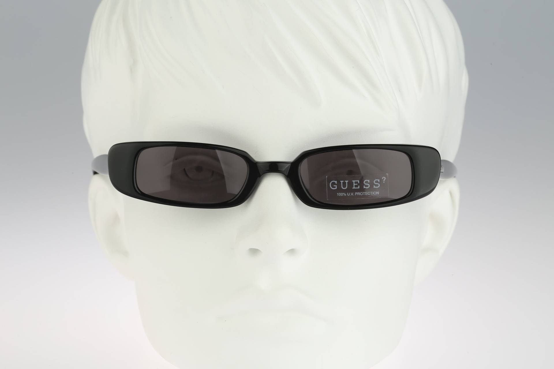 Guess Gu 775 Sun Blk-3, Vintage 90Er Unikat Schlanke Schwarze Rechteckige Sonnenbrille Damen, Nos von CarettaVintageCo