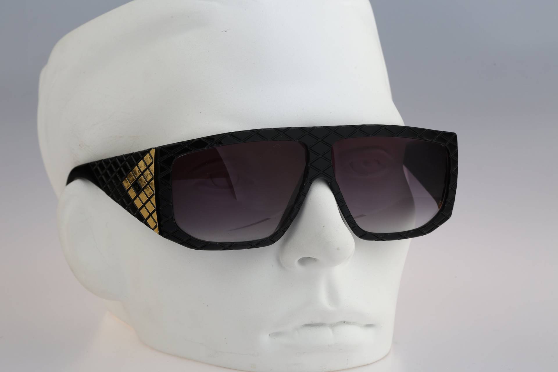 Helena Rubinstein Depose Hr 23 21, Vintage 80Er Jahre Unikat Gold & Schwarz Oversized Eckig Sonnenbrille Männer Und Frauen Nos von CarettaVintageCo