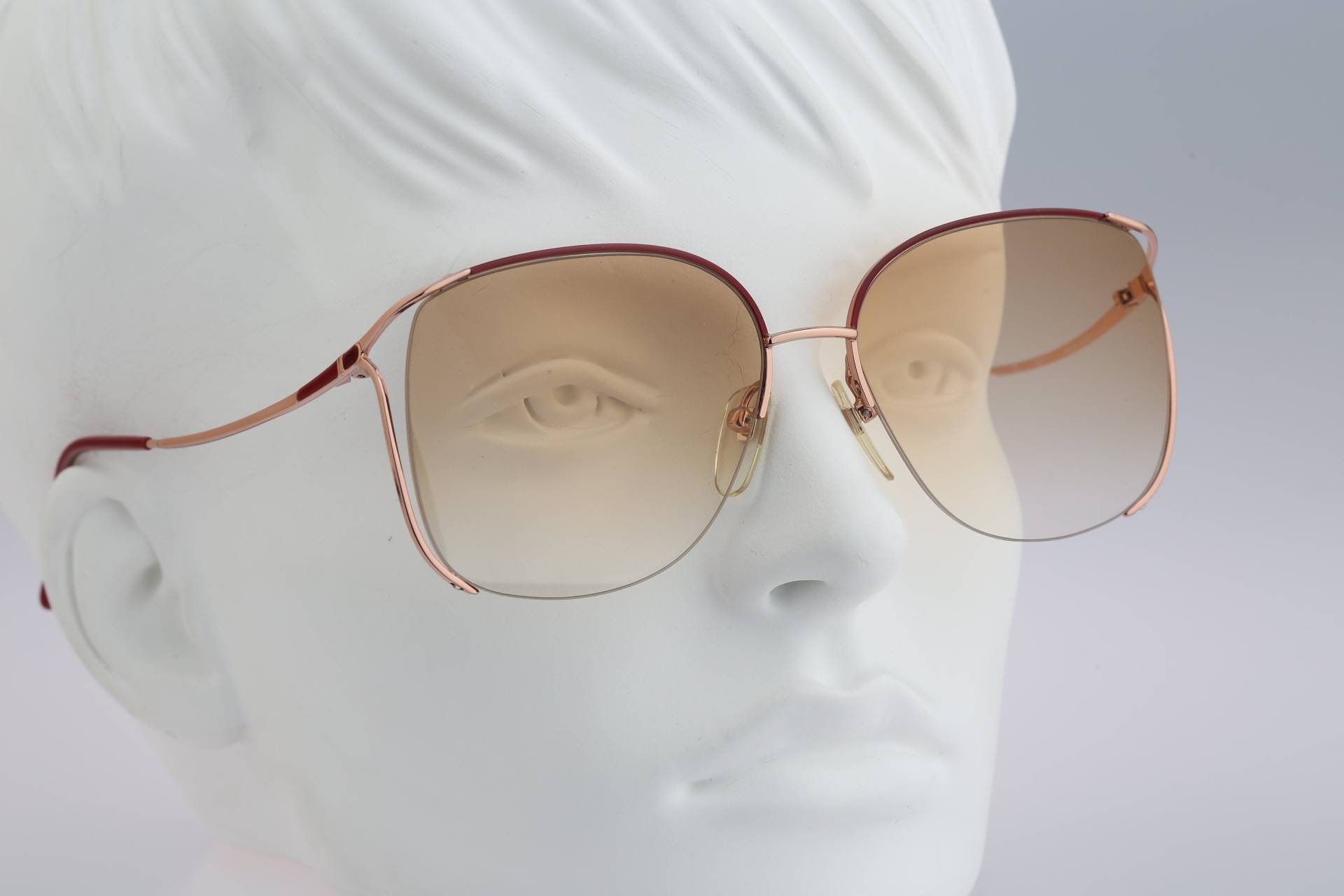 Iconic Nk 4051, Vintage 80Er Jahre Getönte Braune Gläser Gold Halbrand Oversized Eckige Sonnenbrille Damen Nos von CarettaVintageCo